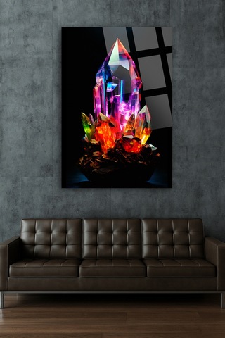 Neon Kristal Gökkuşağı Quartz Enerji Taşı Cam Tablo Modern Duvar Dekoru Canlı Renkli Baskı Ofis Ve Çalışma Odası Yeni Ev Hediyesi