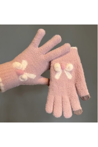 Kadın Soğuk Geçirmez Sevimli Eldiven Pembe