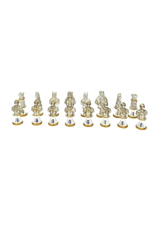 Orta Çağ Temalı Kurşun Satranç Taş Seti – Gold & Silver