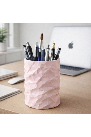 Dokulu 3d Yazıcı Üretimi Dekoratif Masa Üstü Kalemlik Ve Organizer