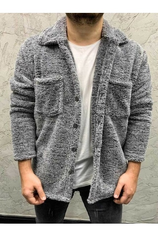 No Plan Unisex Normal Kalıp Cep Detaylı Düğmeli Kalın Pelüş Ceket Gri No Plan Unisex Normal Kalıp Cep Detaylı Düğmeli Kalın Pelüş Ceket Gri