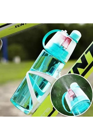 Mufunye Mavi 600ml Sprey Özellikli Spor Su Bardağı - Dış Mekan Kullanıma Uygun Plastik Soğutucu İçecek Kabı Mavi