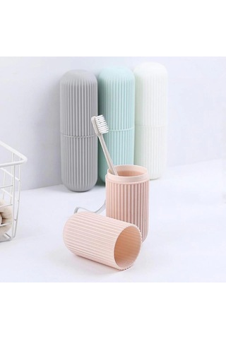 Seyahat Tipi Plastik Diş Fırçası Gözlük Kalem Fırça Erzak Saklama Kabı Düzenleme Kalemlik 4741 2 Adet Sarı