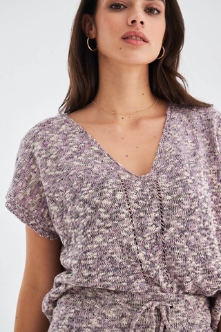 Peraluna Renge Blouse & Shorts Yazlık Viskonlu Kadın Triko Şort T Lila