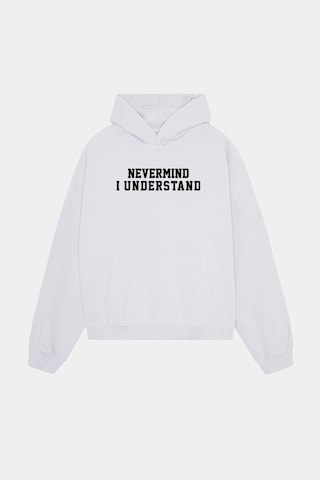 Unisex Kapüşonlu Sweatshirt - Nm Baskılı Oversize Hoodie Beyaz