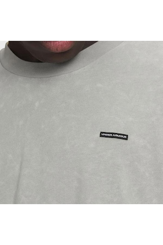 Under Armour Heavyweight Oversized Logo Wash Erkek Gri Polo Yaka Tişört