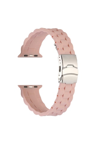 Ekılıf - Apple Uyumlu Watch 44mm - Kordon Silikon Kordon Krd-72 - Pembe