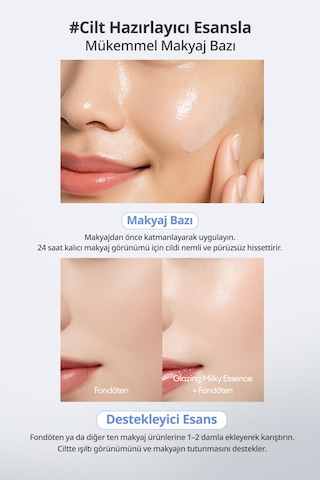 Pirinç Pdrn, Hyalüronik Asit Ve Peptit İçerikli Nemlendirici Makyaj Öncesi Esansı Makyaj Bazı Clıo Glazing Milky Essence Mini
