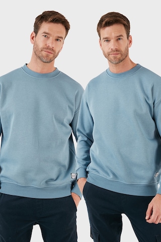 Buratti Regular Fit Bisiklet Yaka Şardonlu 2'Li Paket Erkek Sweat 5905255S2 Mavi-Mavi