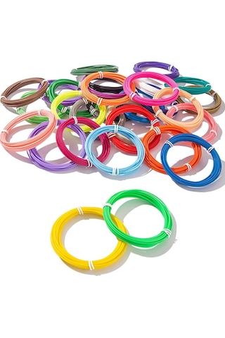 PLA Filament Seti – 10 Renk, 5 Metre x 10 Adet (Toplam 50 Metre) – 3D Kalem Uyumlu