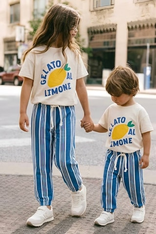 Jumi Çocuk Limon Baskılı Tişört Ve Pantolon Takım Mavi