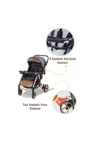 Babycare Combo Maxi Pro Çift Yönlü Bebek Arabası Gold