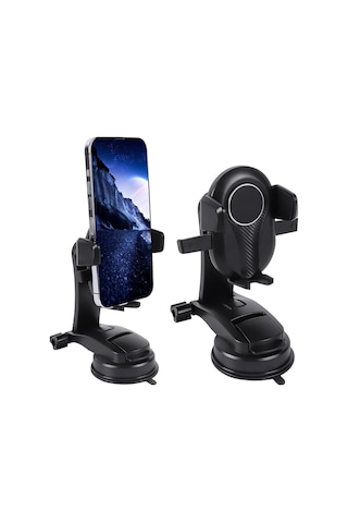 Platoon Pl-8615 Vantuz + Braketi 360 Derece Siyah Telefon Tutucu