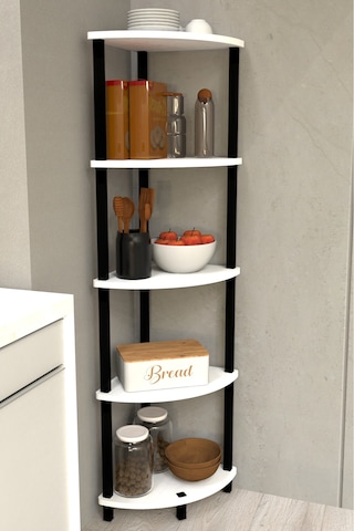 Gusto 5 Katlı Mutfak Rafı Çok Amaçlı Mutfak Düzenleyici Dekoratif Mutfak Raf Ünitesi Ve Organizer - Beyaz Beyaz