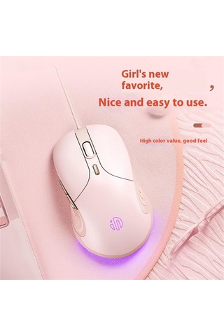 Inphıc B8 Usb Kablolu Fare Kızlar Kadınlar İçin 7200 Dpı 6 Anahtar Dilsiz Oyun Fare Dizüstü Bilgisayar İçin