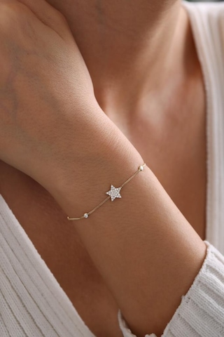 14 Ayar Altın Taşlı Yıldız Bileklik Sarı Altın