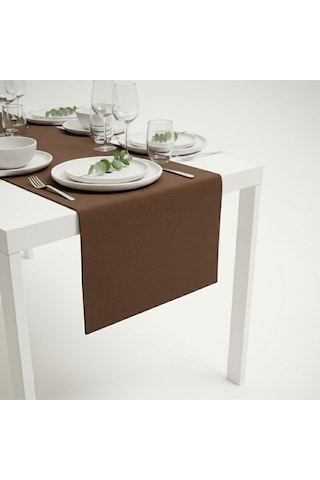 100% Pamuk Kumaş Kahverengi Runner 40x140