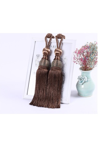 Tenfowee 2'li Set Zeytin Ağacından Yapılmış Pencere Perde Kemerleri - Zengin Dekoratif Tassel Ve Altın Renkli Top Tasarımı İle Ev Ofis Dekoru