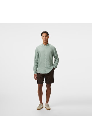 Nautica Erkek Yeşil Classic Fit Keten Gömlek Düz W55101t Yeşil