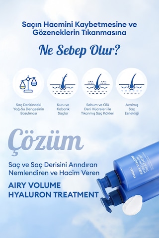 Arındıran Nemlendiren Hacim Veren Saç Kremi Kundal Airy Volume Hyaluron Treatment 500ml Blossom Br.