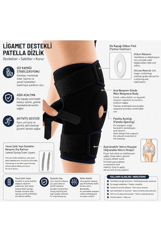 Patella Ve Ligament Destekli Dizlik Menisküs Ve Çapraz Bağ Desteklii Ayarlanabilir Ortopedik Diz Kors Genel