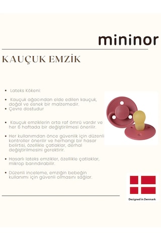 Mininor Kauçuk Emzik 0+ Ay - Heat Flower - Bordo