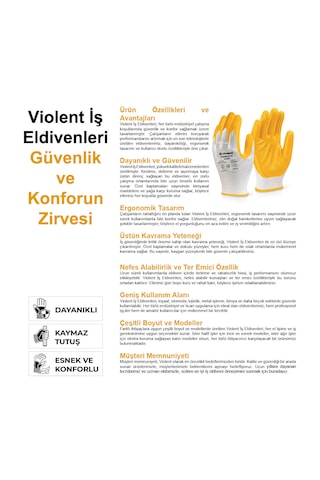 Violent Viomax 2501 Nitril Örme İş Eldiveni No:10 Sarı Beyaz 12 Çift