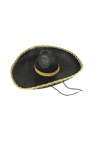 Sombrero Meksika Şapkası Mariachi Altın Şeritli Yetişkin Boy