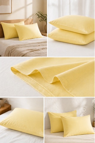 50x70 Cm Renkli Yastık Kılıfı 2 Li Set Yumuşak Dokulu Pamuklu Kumaş, Solmaz Canlı Renkler, Standart Ölçü Yastık Kılıfı Sarı
