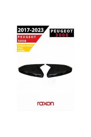 Peugeot 3008 2017 2023 Batman & Yarasa Ayna Kapağı Parlak Piano Black Sport