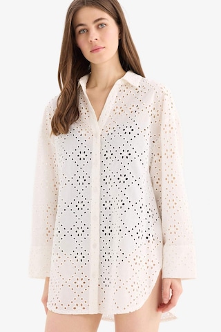 Defacto Regular Fit Pamuklu Brode Plaj Gömleği-fall İn Love C0506ax25smwt16 Beyaz