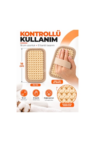 Hanex Doğal Pamuk Yüz ve Vücut Kesesi Yumuşak Dokulu Banyo ve Temizlik Kesesi 18 CM