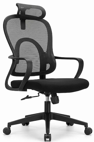 Çizgi Ergonomik Başlıklı Fileli Yönetici Ve Çalışma Koltuğu Siyah