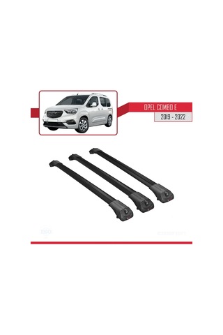 Opel Combo E 2019-2022 Arası İle Uyumlu Ace-1 Ara Atkı Tavan Barı Siyah 3 Adet Bar