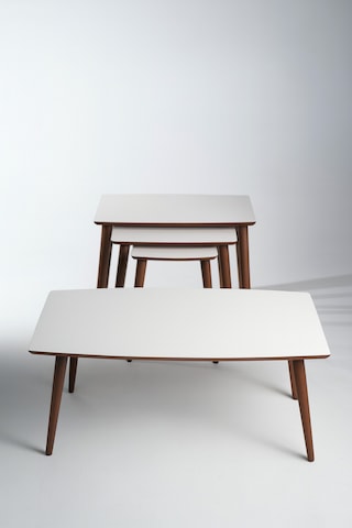 İstanbul Orta Sehpa Ve 3'lü Zigon Sehpa Seti Beyaz