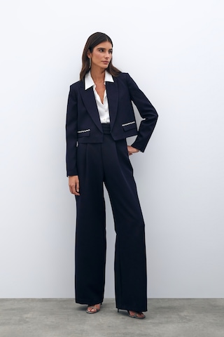 Sateen Cep Taş Detaylı Kısa Ceket - Lacivert-135557 Lacivert