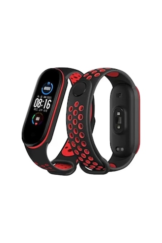 Newface Xiaomi Mi Band 7 Spor Delikli Kordon - Siyah-kırmızı