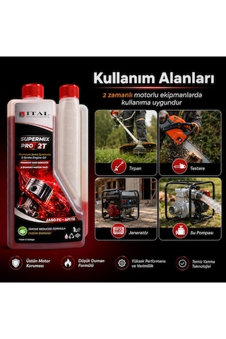 Ital Supermix Pro 2t 1 Litre Ölçekli Yarı Sentetik 2 Zamanlı Motor Yağı Kırmızı