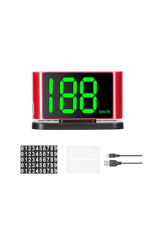 Leezsing Araç İçi Hud Hız Göstergesi Ve Güvenlik Uyarı Sistemi, Usb Bağlantılı, Plaka Gösterim Alanı, Kırmızı Renk Seçeneği