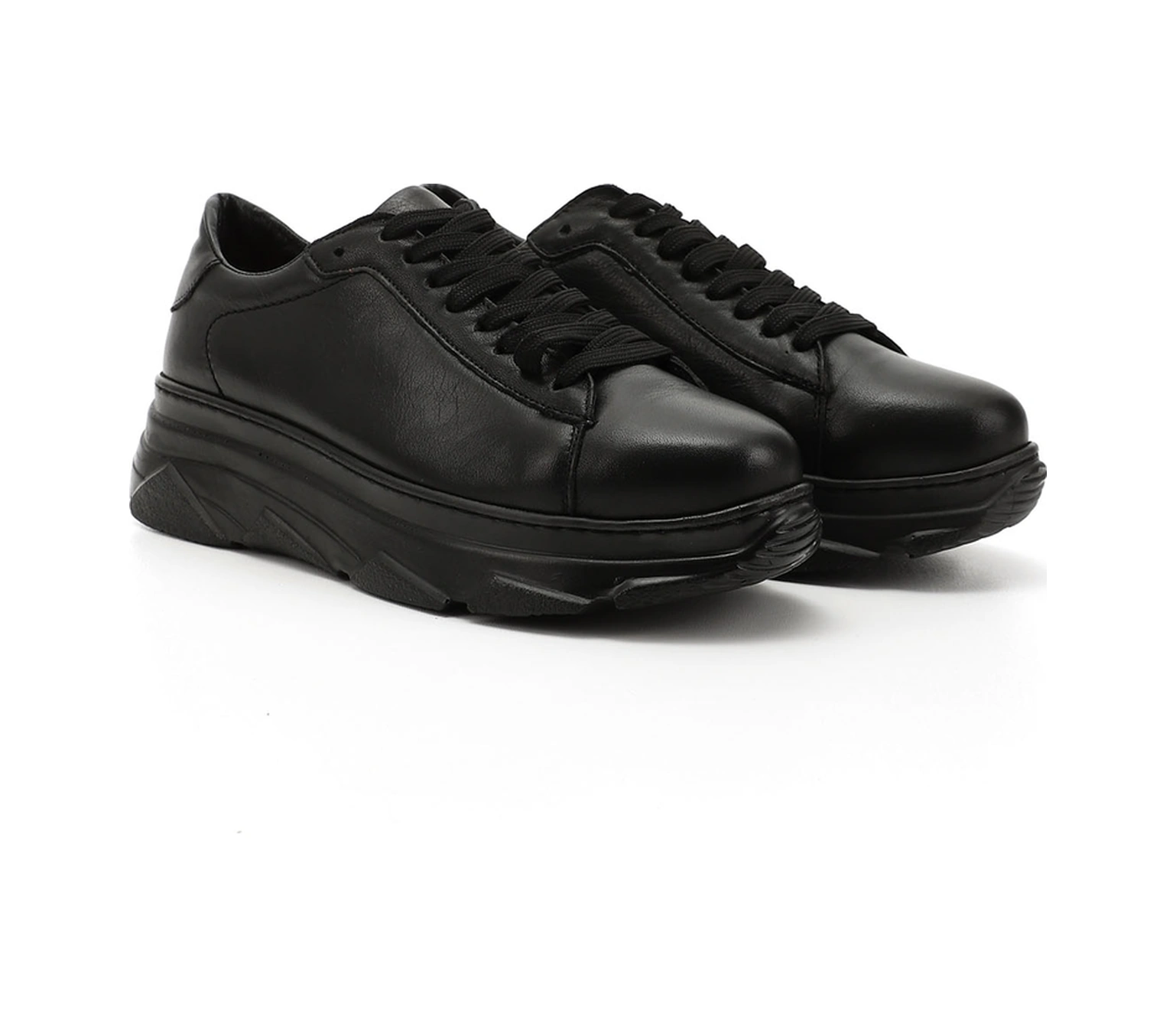 Gönderi(R) Gönderi R Kadın Siyah Bağcıklı Dolgu Taban Hakiki Deri Sneaker Dyza13424166 Siyah