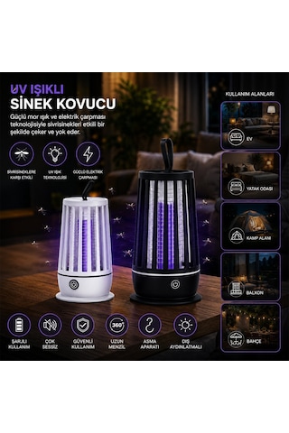 Hasuba Hs-374 Uv Işıklı Sinek Kovucu 2 Renk Işık Usb Şarjlı Asma Aparat Sessiz Çalışma