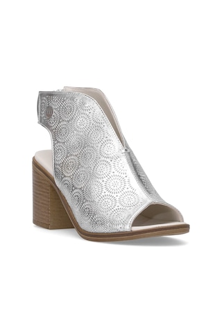 Mammamia D25ys-2915 Kadın Hakiki Deri Topuklu Sandalet Gümüş Gümüş
