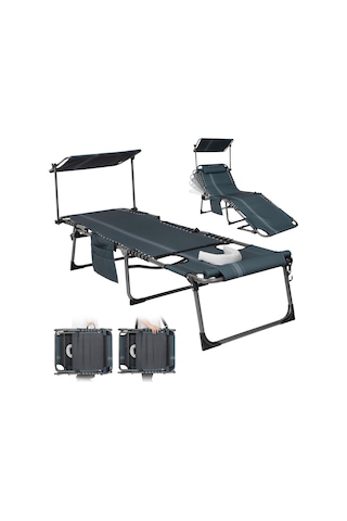 Kingcamp Magnolia B10 Plus Hands-free Premium 7 Kademeli Katlanır Şezlong Blue/grey Mavi