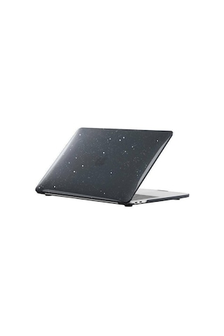 Apple MacBook Uyumlu Air 13.6 Inç A2681 M2 - A3113 M3 Işlemcili Koruma Kılıfı Parlak Simli Kılıf Hardcase Kapak Parlak Simli Siyah