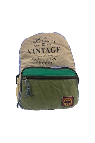 Old Cotton Cargo Kaliteli Renkli Vintage Disayn Günlük Sırt Gezi Okul Seyahat Çantası 31 Cm X 41 Cm Haki