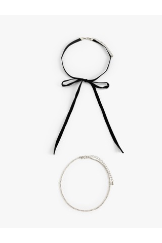Koton Fiyonklu Zincir Choker Kolye Siyah 4wak70516aa