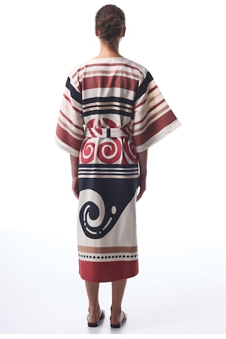 Penti Etnik Desenli Shay Uzun Kimono Çok Renkli