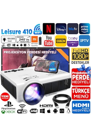 Vankyo Leisure 410 5G WiFi 1080P Destekli 240" Dahili Hoparlör PS5/PS4/XBOX/HDMI Projeksiyon Cihazı