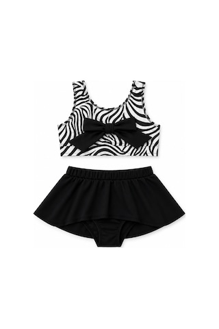 Beniizle Fırfırlı Kız Çocuk Mayo Bikini Takım Siyah