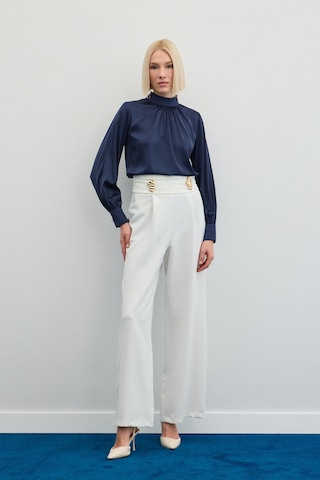 Sateen Bel Aksesuarlı Pantolon - Ekru-136490 Ekru